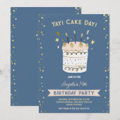 Invitation Jour du gâteau Anniversaire joyeux Jeune Adolescen (Devant / Derrière)