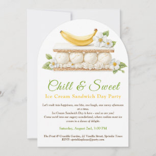 Invitation Jour du Sandwich de Crème Glacée à la Banane Aquar