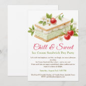 Invitation Jour du Sandwich de Crème Glacée aux Pistaches Aqu (Devant / Derrière)
