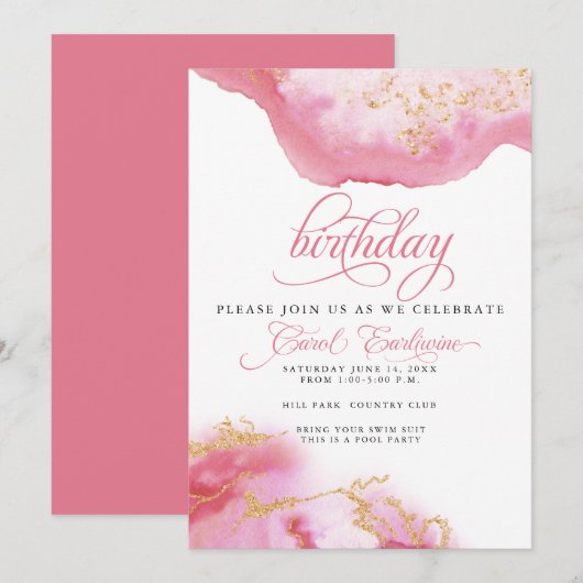 Invitation Jour du soir octobre Géode d'aquarelle Tourmaline (Devant / Derrière)