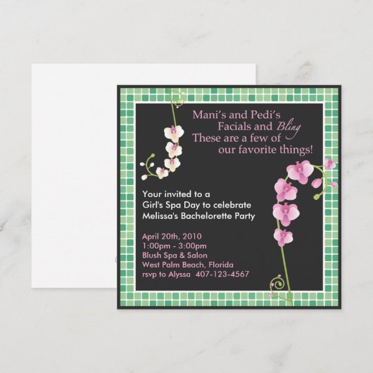 Invitation Jour du spa de la fille ! (Devant / Derrière)