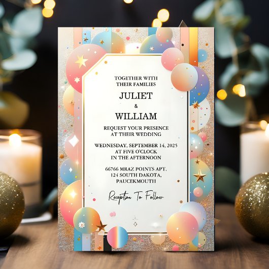 Invitation Jour Étoiles Glam Bright Pastel Ombre Mariage de P