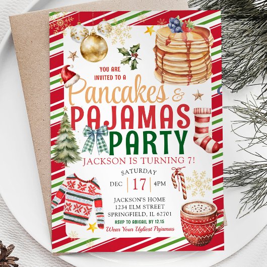 Invitation Jour férié de Noël Pancake Pajamas