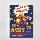 Invitation Jour férié moderne, Superhero (Devant)