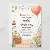 Invitation Jour Filles Aimer Bogue Pique-nique Polka Point 1e (Devant)