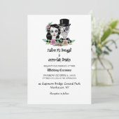 Invitation Jour gothique des crânes morts jeune mariée et (Debout devant)