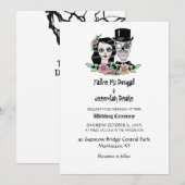 Invitation Jour gothique des crânes morts jeune mariée et (Devant / Derrière)