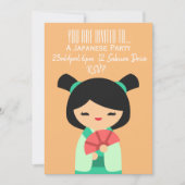 Invitation Jour japonais de pêche à la pêche rose (Devant)