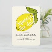 Invitation Jour Lemon CItrus Jaune Anniversaire (Debout devant)
