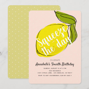 Invitation Jour Lemon CItrus rose Girl Anniversaire