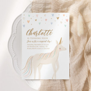 Invitation Jour magique Pastel Unicorn Anniversaire