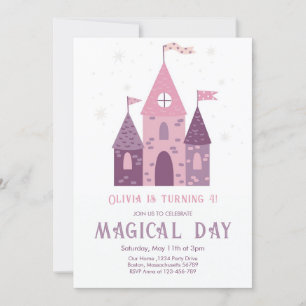 Invitation Jour Magique Princesse Château Fille Anniversaire