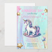 Invitation Jour magique Unicorn Anniversaire de enfant Party (Devant / Derrière)
