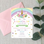 Invitation Jour magique Unicorn et Rainbows Anniversaire