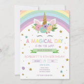 Invitation Jour magique Unicorn et Rainbows Anniversaire (Devant)