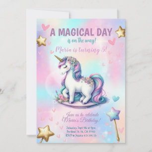 Invitation Jour magique Unicorn Fête Anniversaire de enfant f