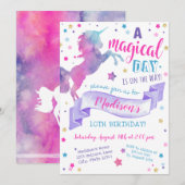 Invitation Jour magique Unicorn Tie Dye Anniversaire Invitati (Devant / Derrière)