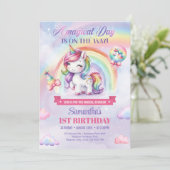 Invitation Jour magique Unicorne et Rainbows premier annivers (Debout devant)