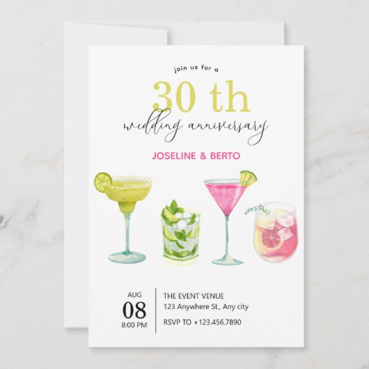 Invitation Jour mariage des boissons aux fruits minimalistes (Devant)