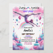 Invitation jour moderne mignonne Jump fille gymnastique 10e a (Devant)