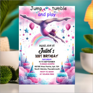 Invitation jour moderne mignonne Jump fille gymnastique 10e a