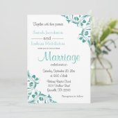 Invitation Jour moderne Turquoise floral défilement (Debout devant)