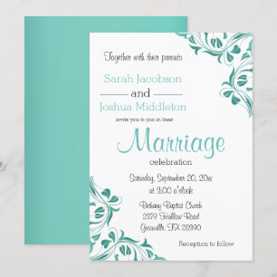 Invitation Jour moderne Turquoise floral défilement