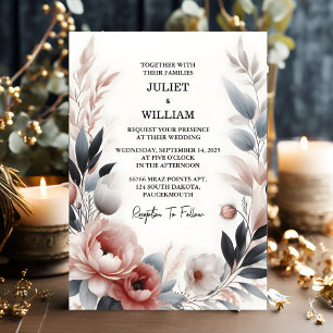 Invitation Jour Soie rose Boho Peony Garden Dusty Rose Mariag