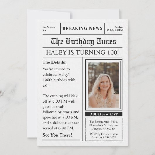 Invitation Journal 100e anniversaire Fun Magazine couverture (Devant)