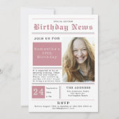 Invitation Journal Anniversaire Actualités Pink Black Sweet 1 (Devant)