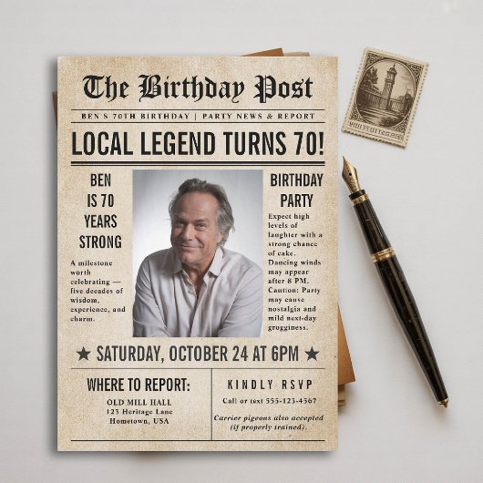 Invitation Journal Anniversaire Nouvelles drôle Hommes humori