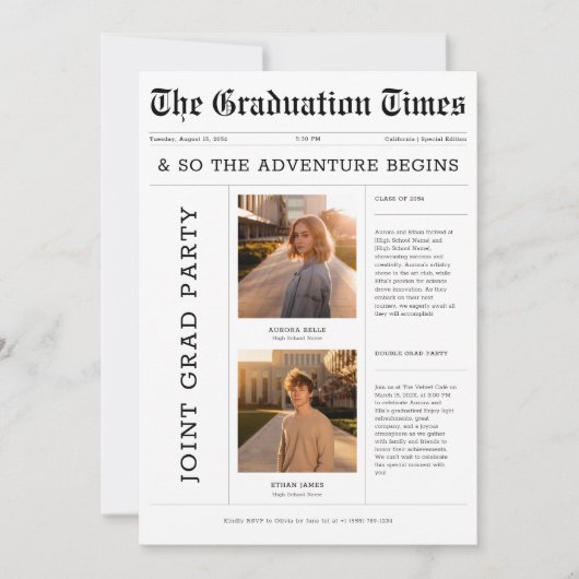 Invitation Journal Aventure Commence La Partie Diplômée Mixte (Devant)