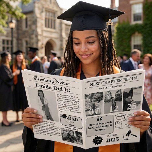 Invitation Journal de graduation minimaliste moderne
