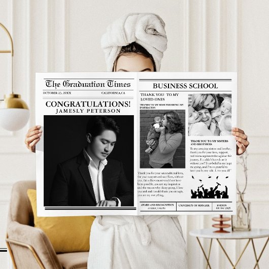 Invitation Journal de graduation minimaliste moderne