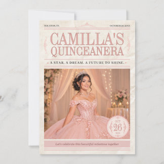 Invitation Journal de photo élégant rose pour Quinceanera