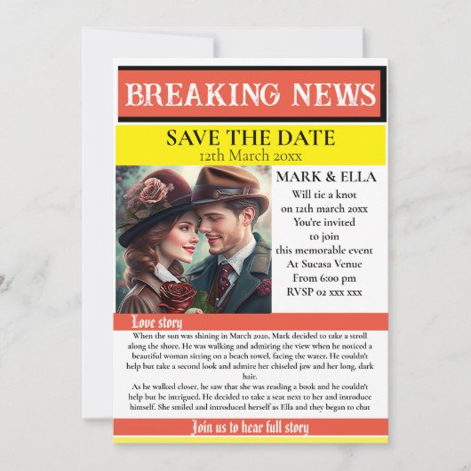 Invitation Journal enregistrer la date (Devant)