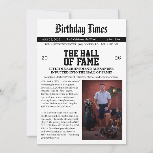 Invitation Journal Golf 50e Anniversaire (Devant)