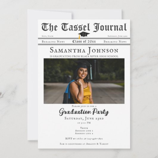 Invitation Journal Modern Tassel 2 Photos Graduation Party (Devant)