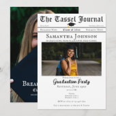 Invitation Journal Modern Tassel 2 Photos Graduation Party (Devant / Derrière)