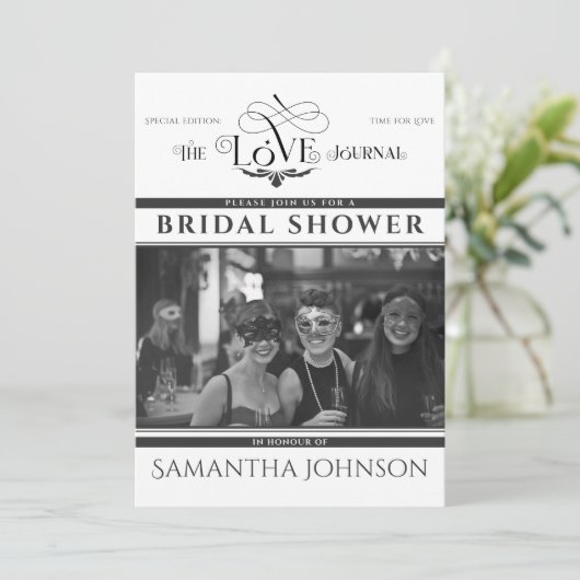 Invitation Journal moderne Script nuptiale & Couples douche (Debout devant)