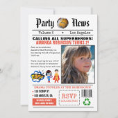 Invitation Journal Superhero fête d'anniversaire (Devant)