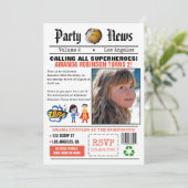 Invitation Journal Superhero fête d'anniversaire (Debout devant)