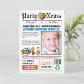 Invitation Journal Superhero fête d'anniversaire photo Invita (Debout devant)