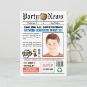 Invitation Journal Superhero fête d'anniversaire photo Invita (Debout devant)