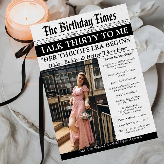 Invitation Journal Talk Thirty To Me 30e Anniversaire