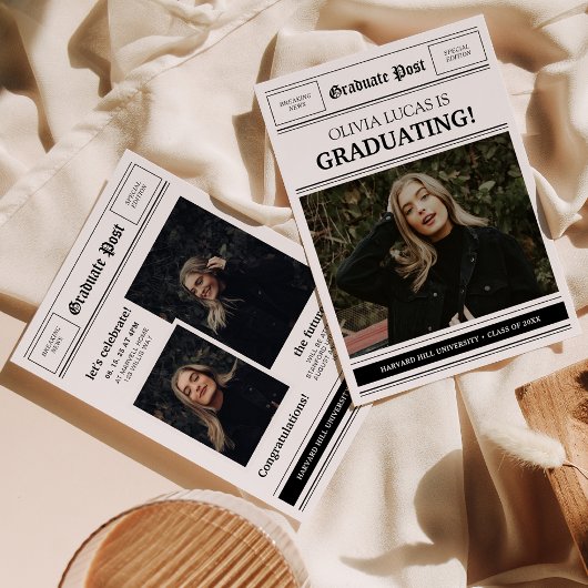 Invitation Journal Thématique Photo Collage Parti de graduati