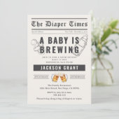 Invitation Journal Un bébé fait la fête de la couche (Debout devant)