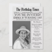 Invitation Journal Unique Fun 100e anniversaire Photo Party (Devant)