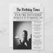 Invitation Journal Unique Fun Photo 19e Anniversaire (Devant)