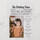 Invitation Journal Unique Fun Photo 1er Anniversaire (Devant / Derrière)